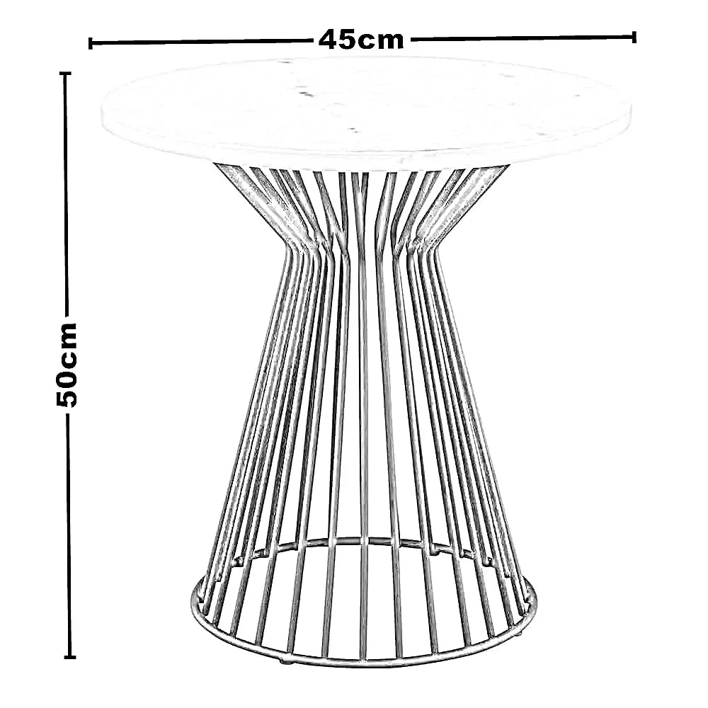 ترابيزة جانبية ستيل بسطح رخام، 45*45*50 سم