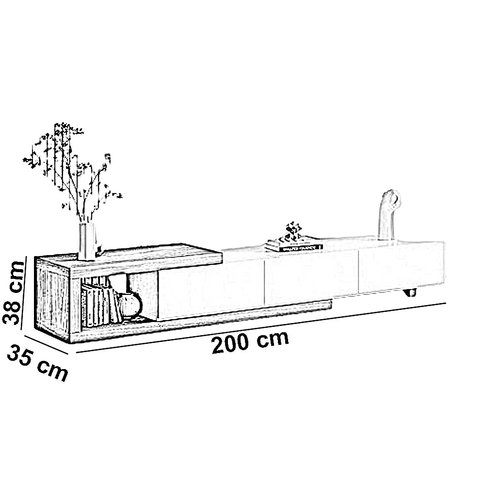 ترابيزة تليفزيون خشب ام دي اف، 200*35*38 سم