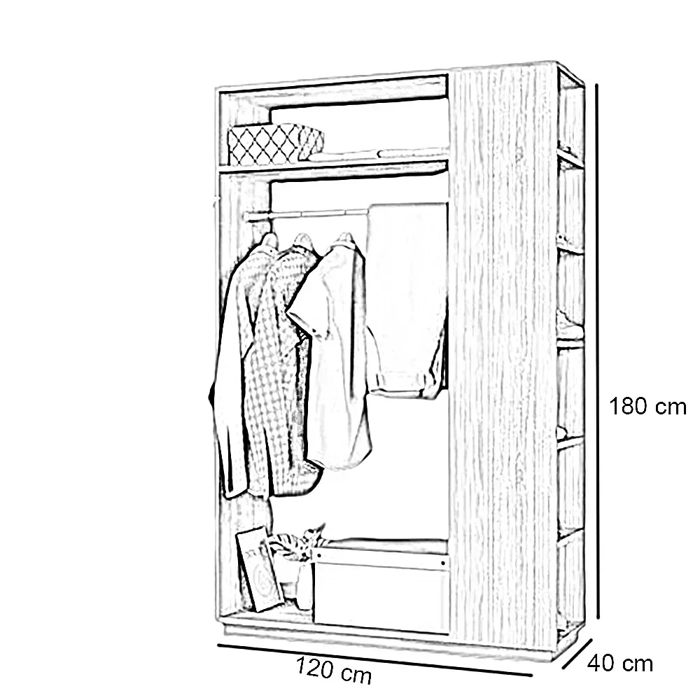 دولاب خشب ام دي اف، 120*40*180 سم