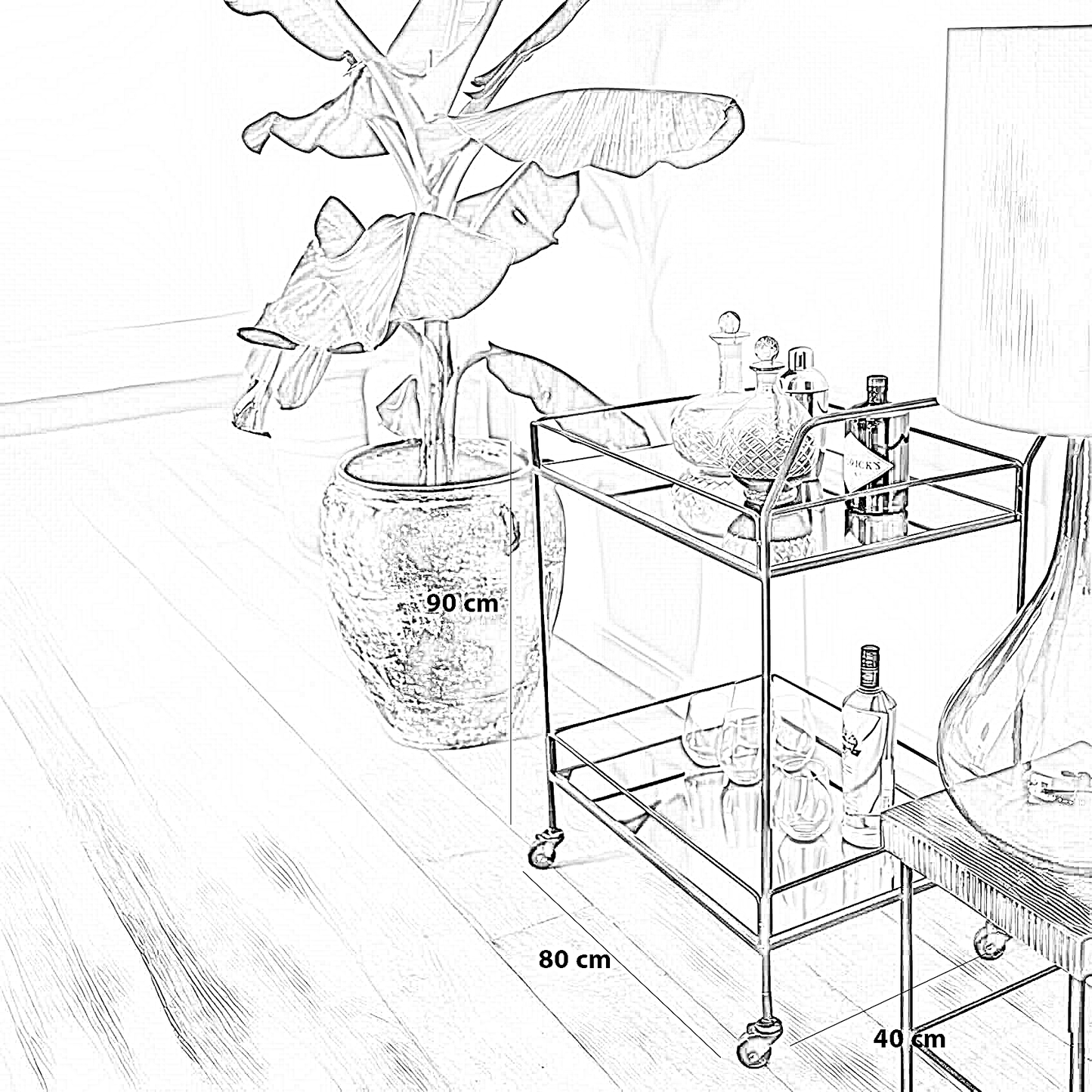 ترابيزة تقديم ستيل، 80*40*90 سم
