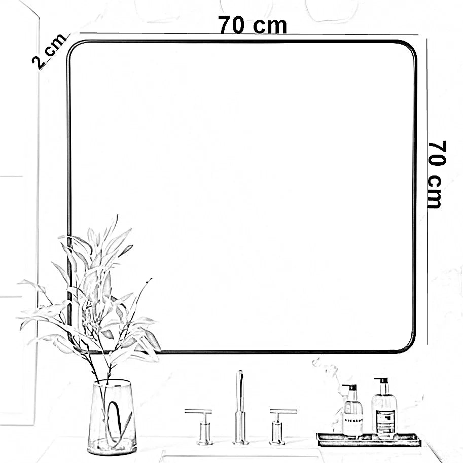 مرايا حائط بإطار خشب ام دي اف، 70*2*70 سم