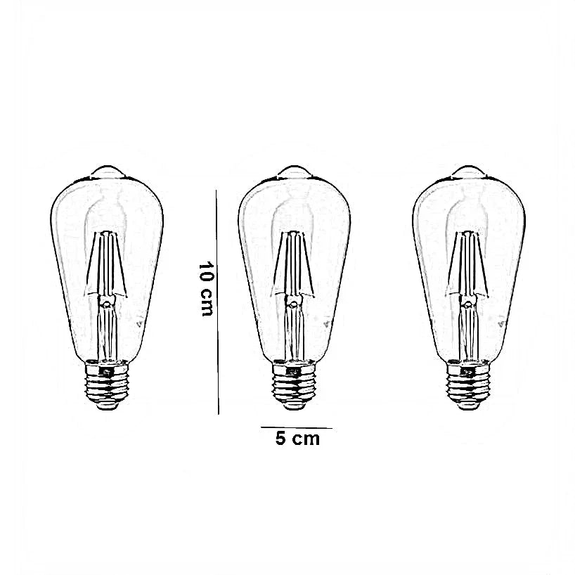 طقم لمبات ديكور زجاج، 5*10 سم - 3 قطع