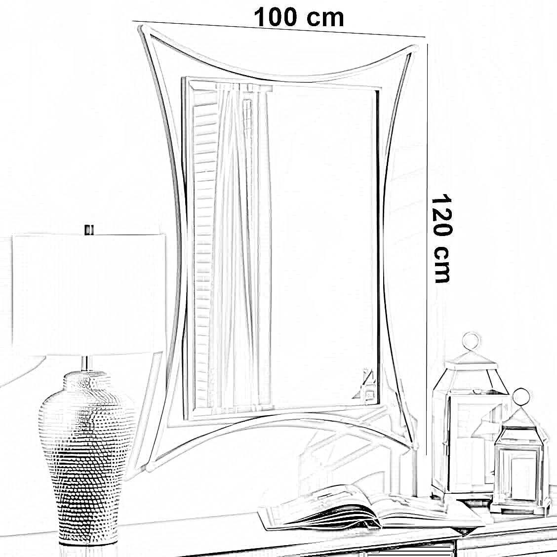 مرايا حائط بإطار ستيل، 100*120 سم