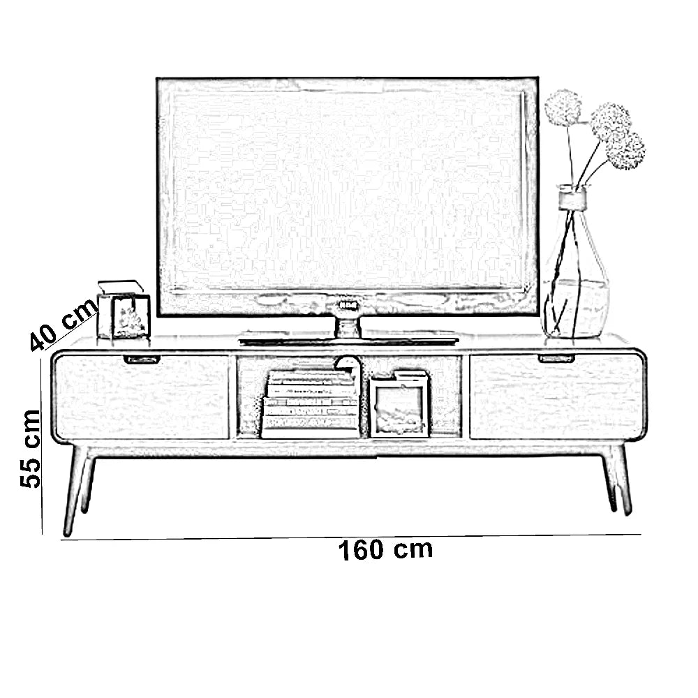 ترابيزة تليفزيون خشب كونتر، 160*40*55 سم