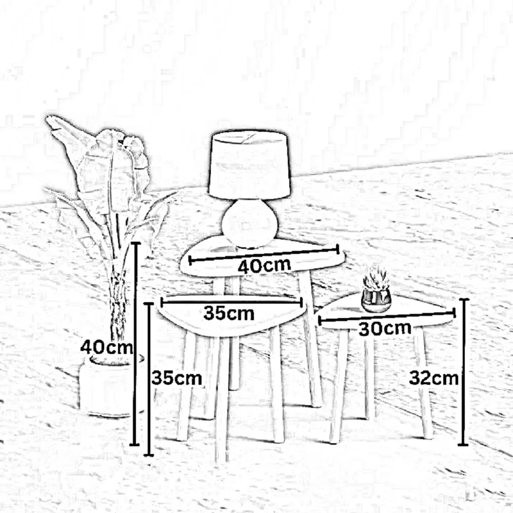 طقم ترابيزات جانبية خشب ام دي اف، 3 قطع