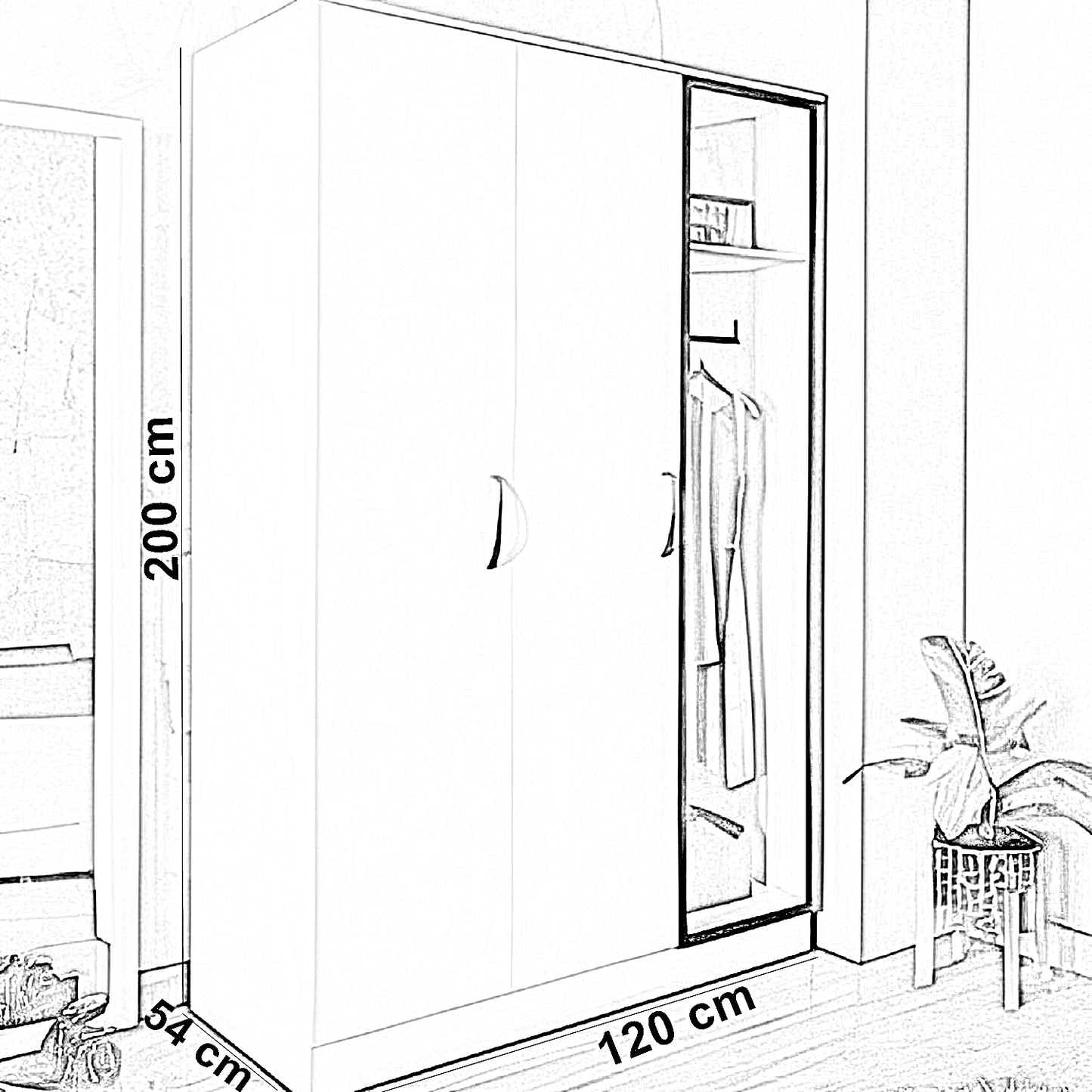 دريسينج خشب ام دي اف أسباني، 120*54*200 سم