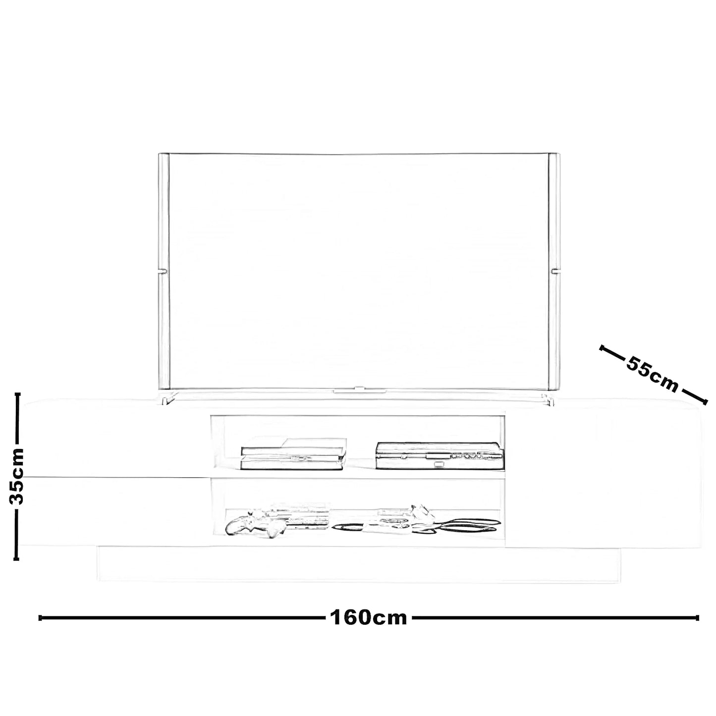 ترابيزة تليفزيون ام دي اف، 160*55*35 سم