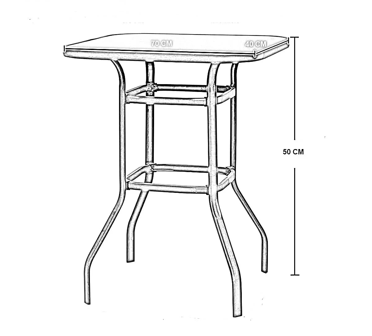 ترابيزة خارجية ستيل، 70*40*50 سم