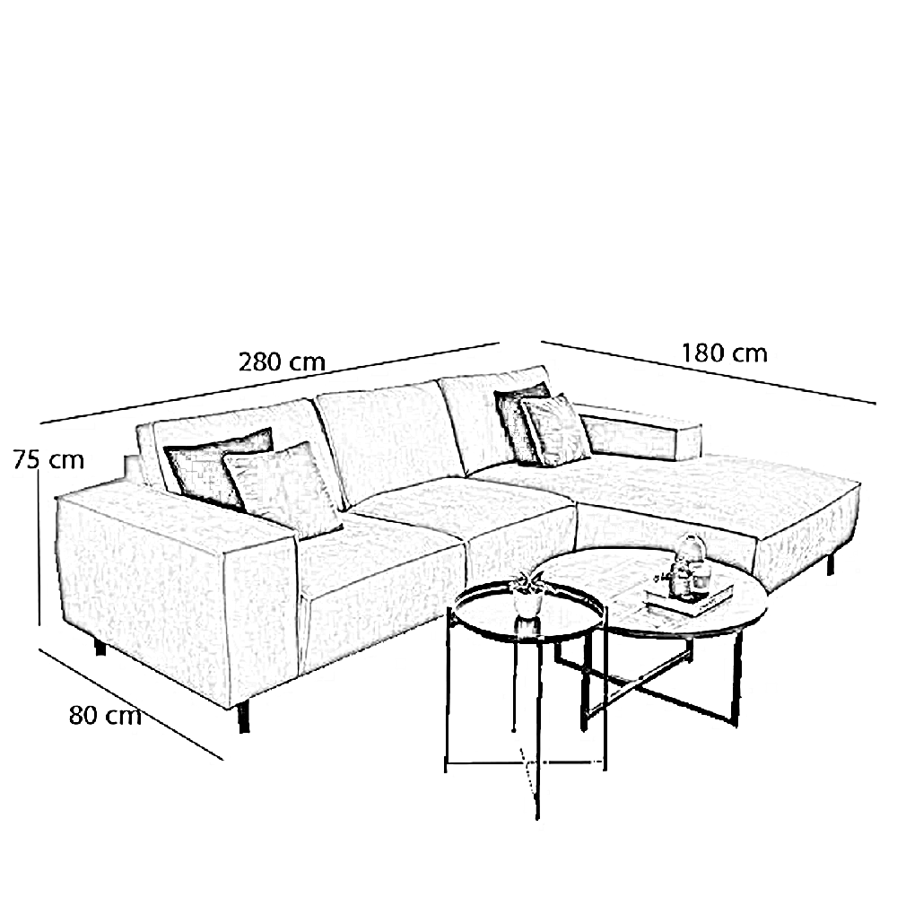 ركنة خشب زان، 280*180*75 سم