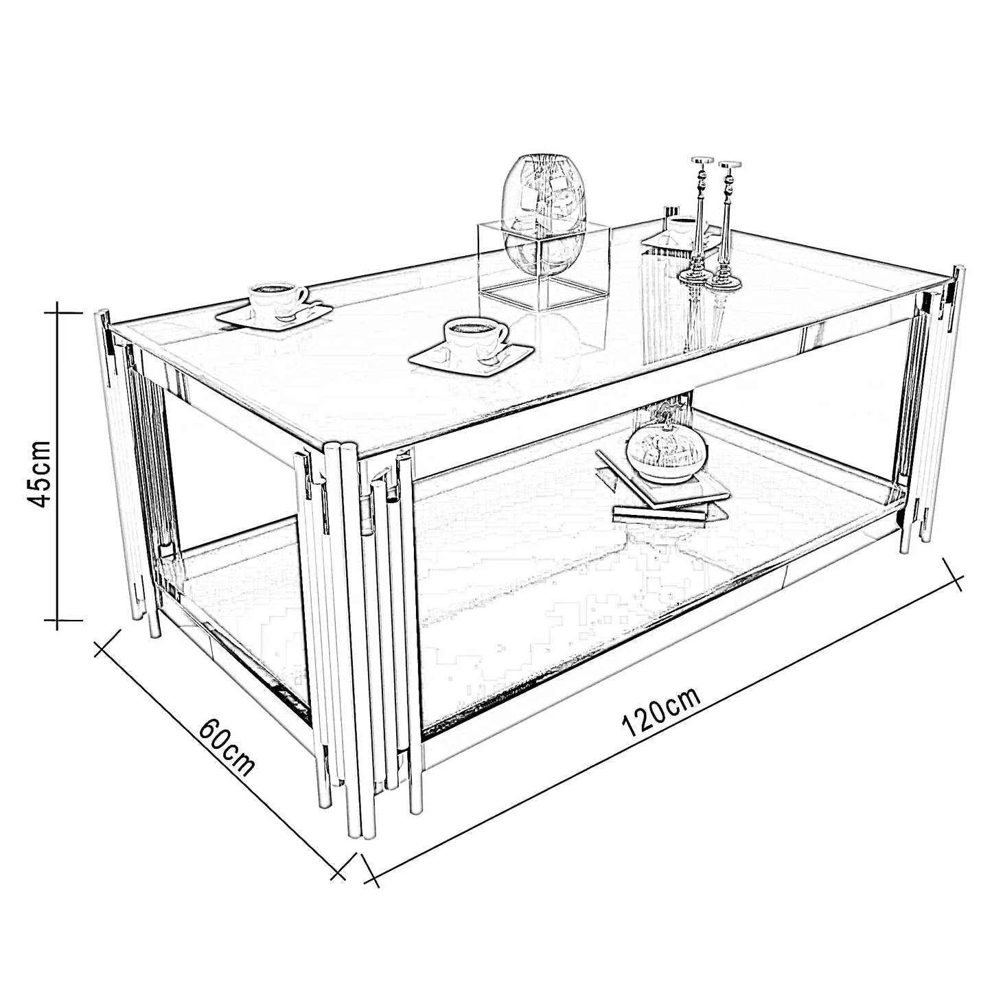 ترابيزة قهوة ستيل، 120*60*45 سم
