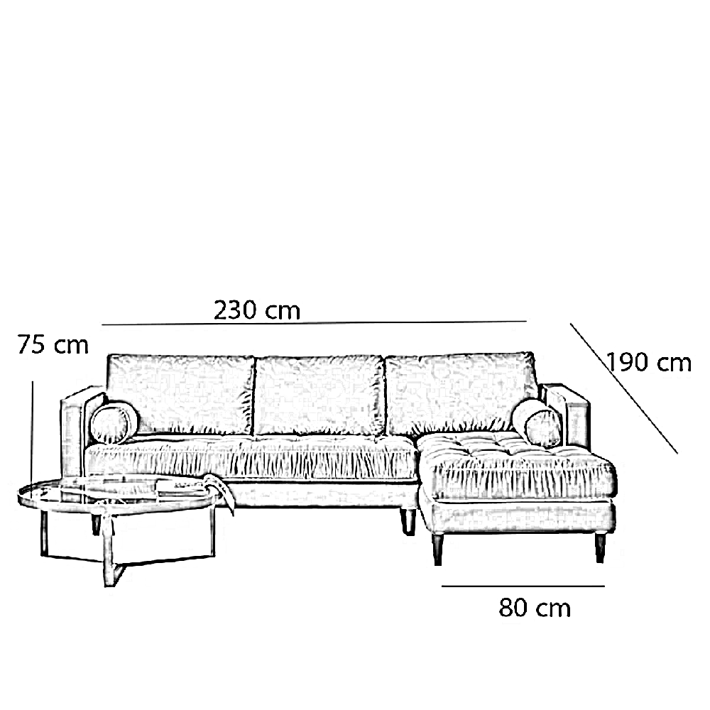 ركنة خشب زان، 230*190*75 سم