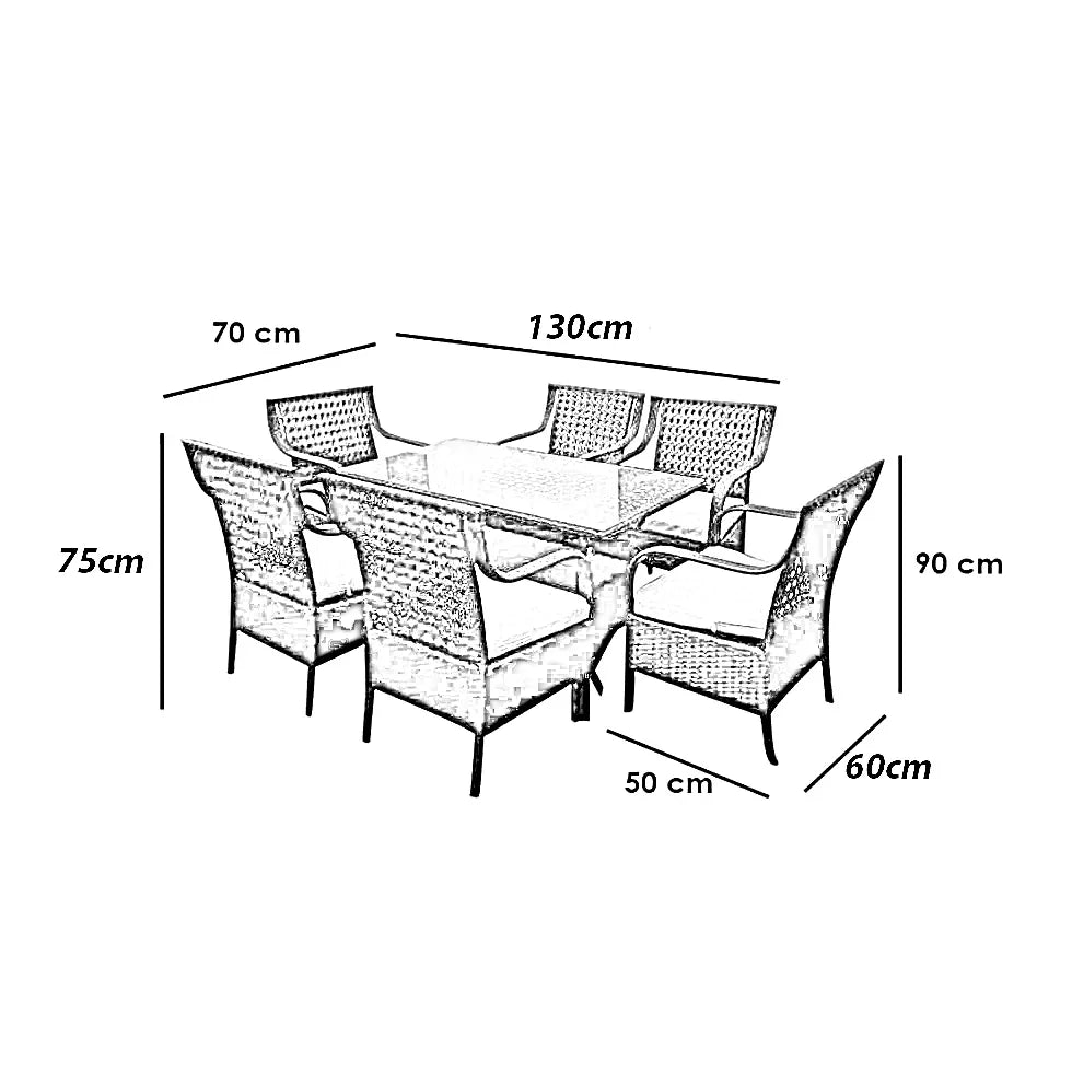 طقم للحدائق معدن و راتان، 7 قطع