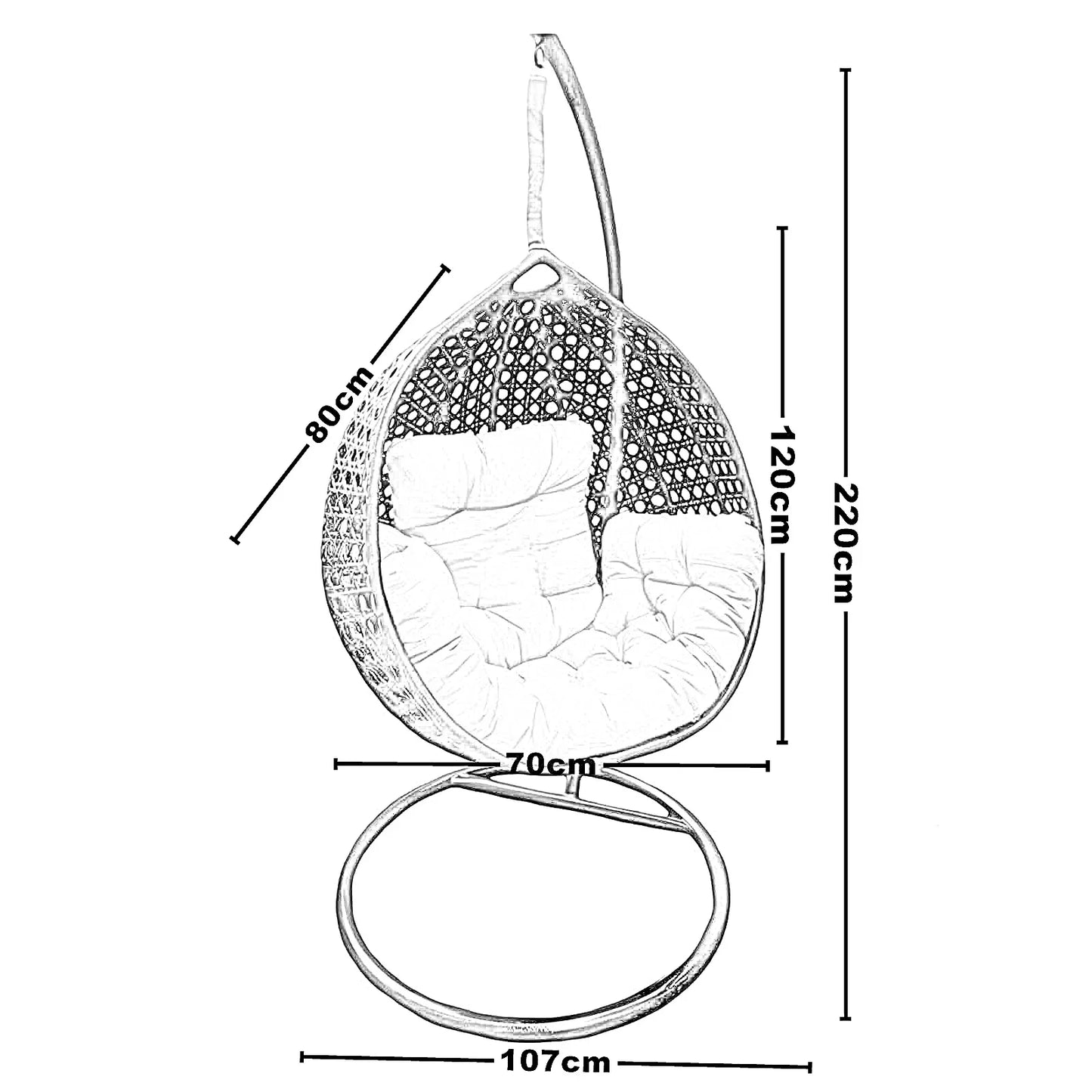 أرجوحة معدن و راتان، 70*80*120 سم