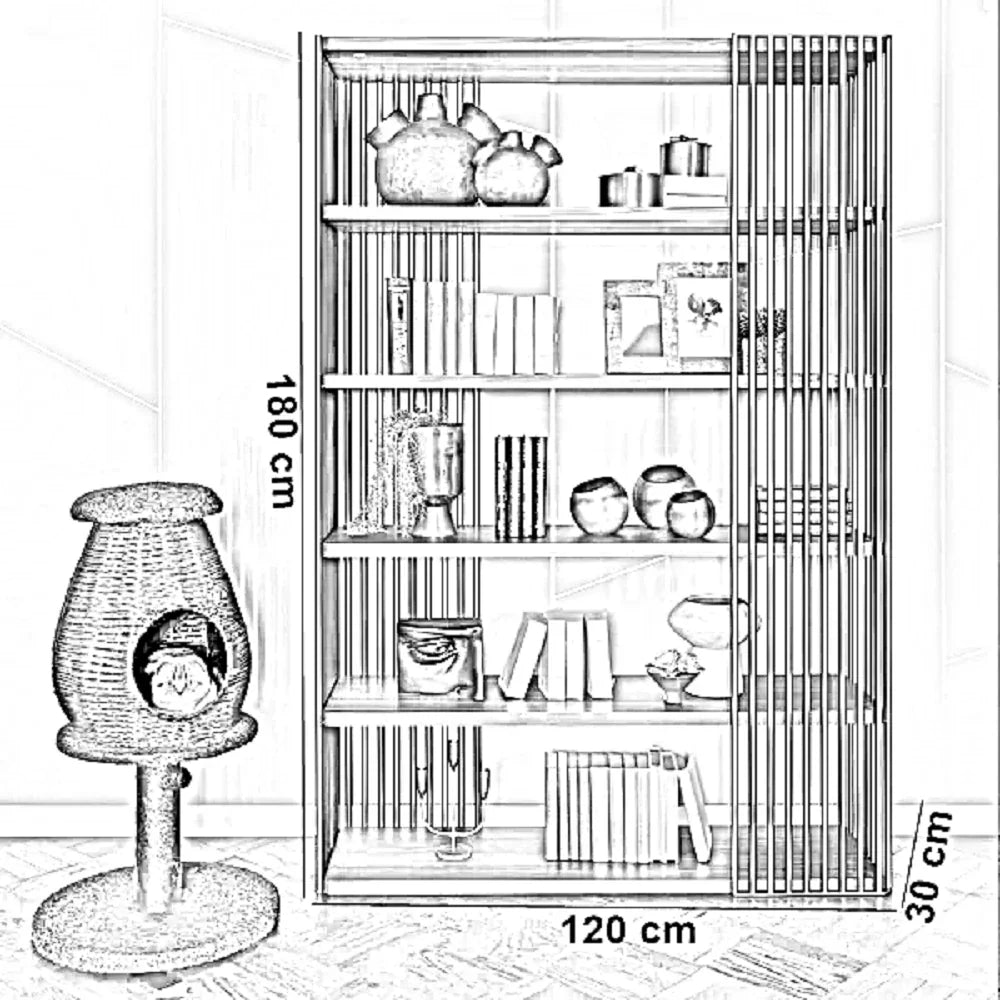 وحدة أرفف ستيل و ام دي اف، 120*35*180 سم