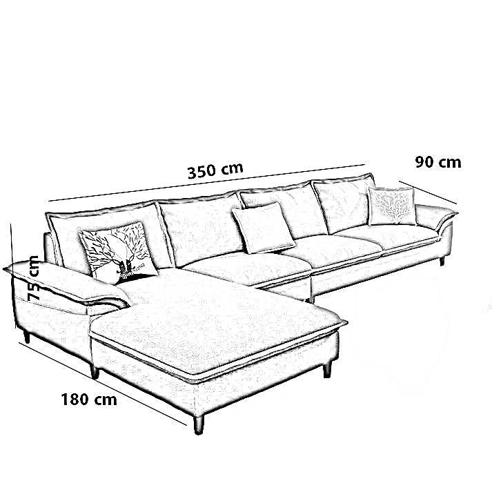 ركنة خشب زان، 350*180*75 سم