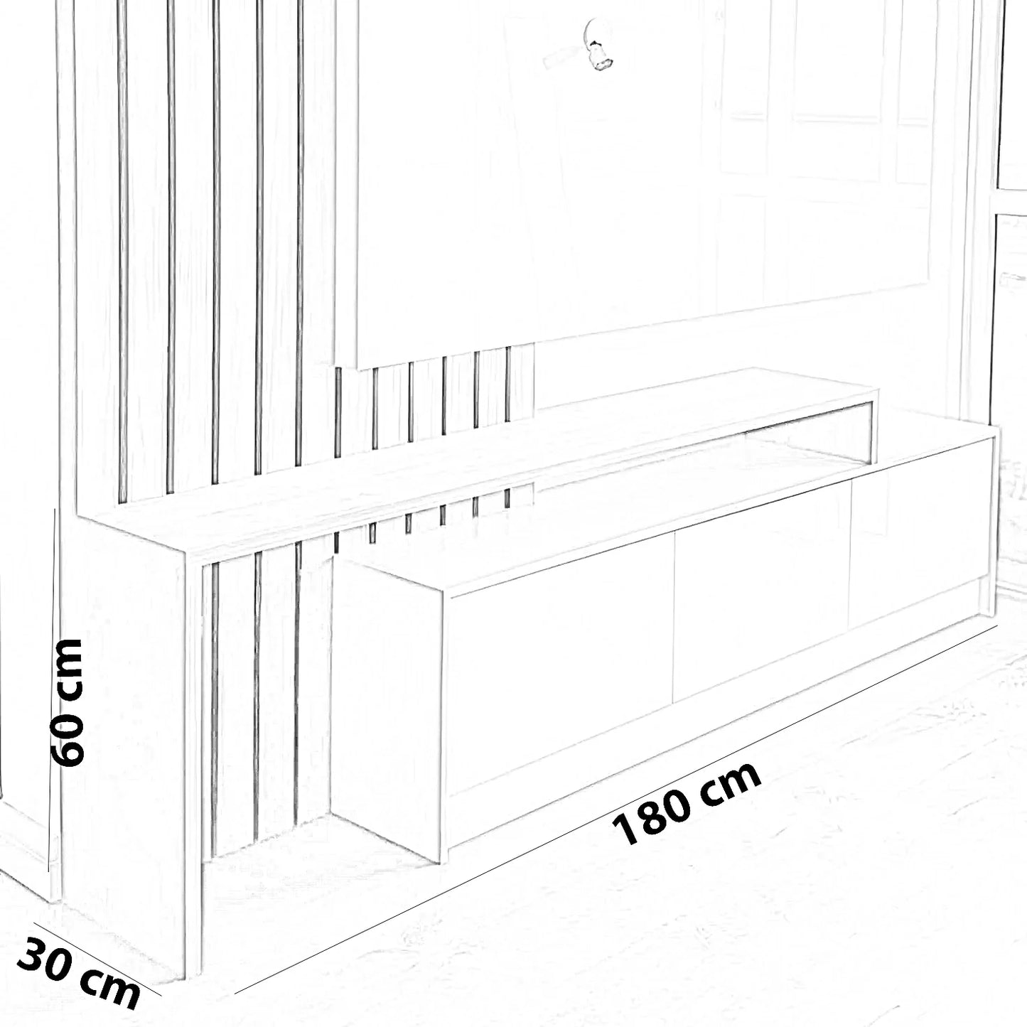 ترابيزة تليفزيون ام دي اف، 180*30*60 سم