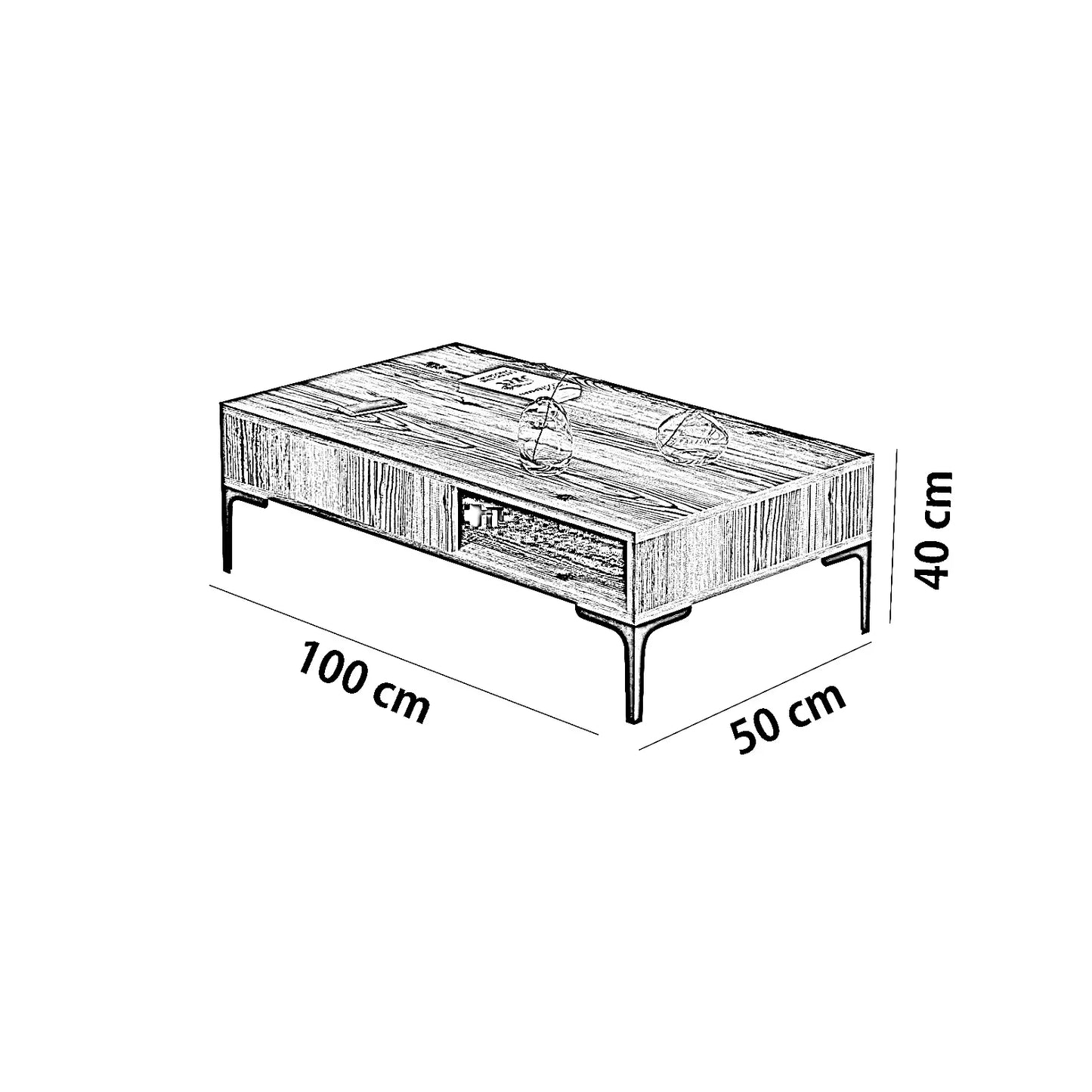 طقم ترابيزة تليفزيون مع ترابيزة قهوة، خشب ام دي اف - قطعتين