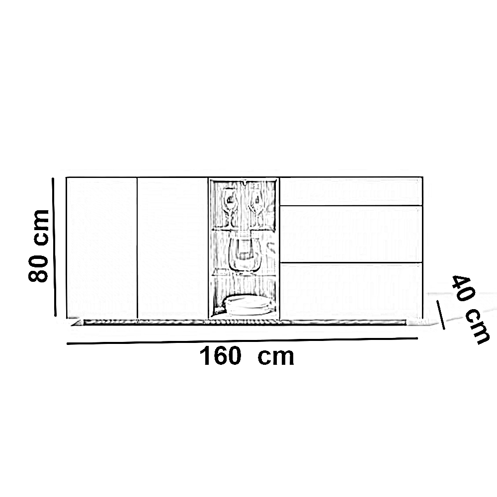 بوفيه خشب ام دي اف، 160*40*80 سم
