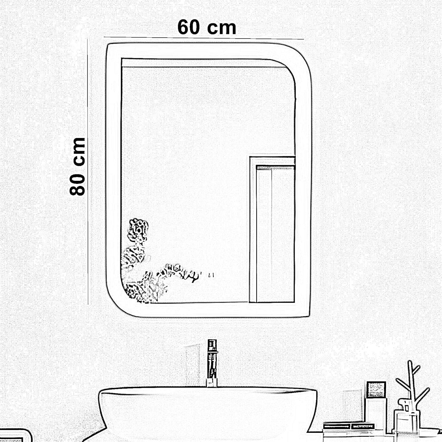 مرايا ليد حمام، 60*80 سم