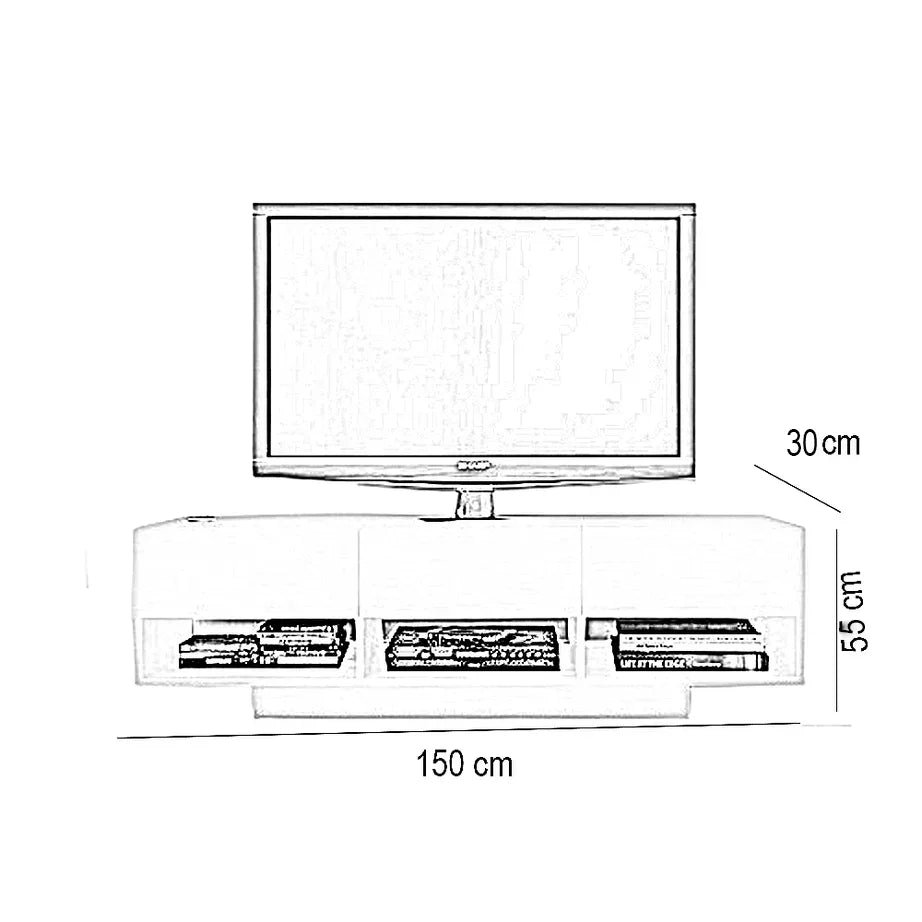 ترابيزة تليفزيون خشب ام دي اف، 150*30*55 سم