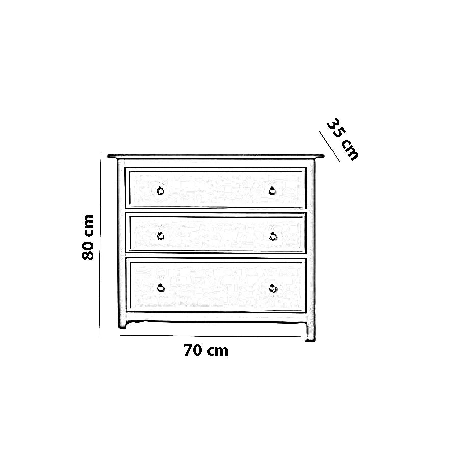 وحدة أدراج خشب كونتر و موسكي، 70*35*80 سم