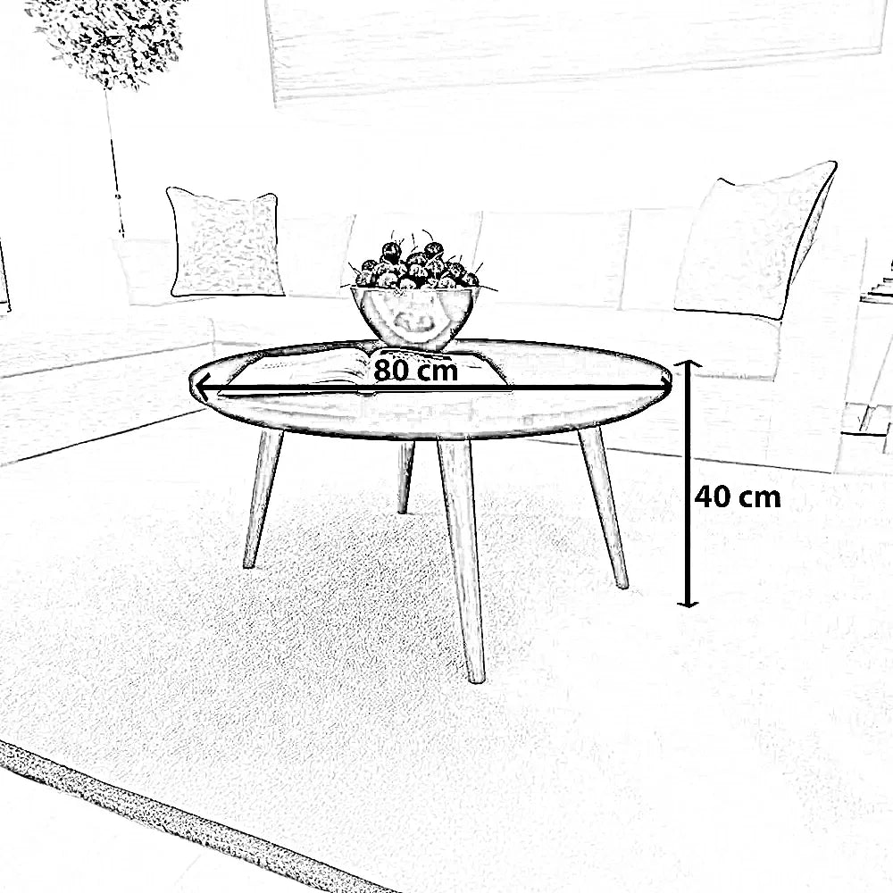 ترابيزة قهوة ام دي اف، 80*80*40 سم