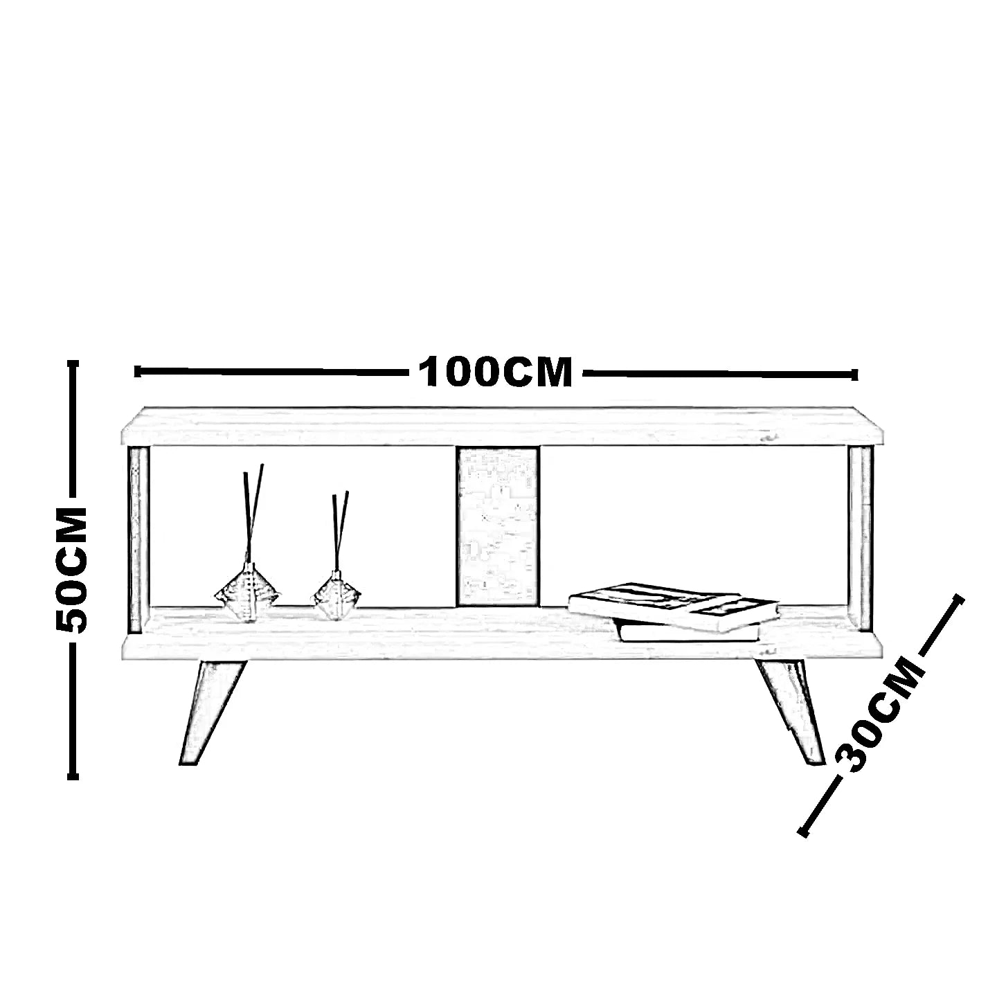 ترابيزة تليفزيون ام دي اف، 100*30*50 سم