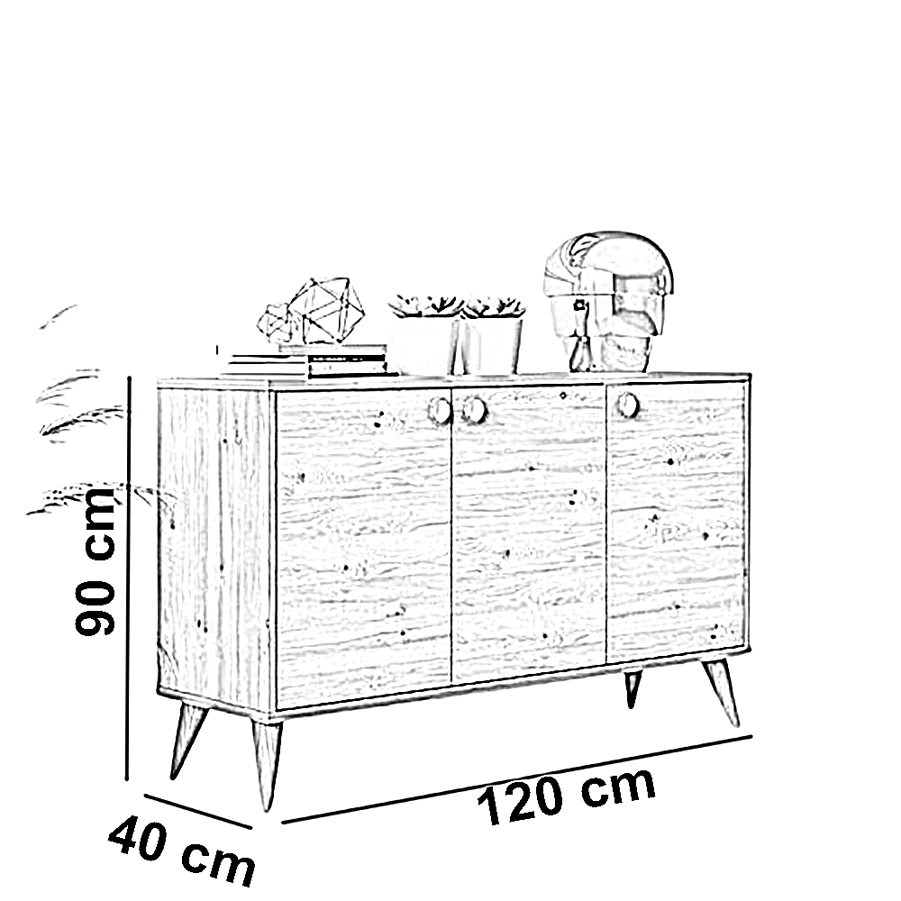 بوفيه خشب ام دي اف، 120*40*90 سم