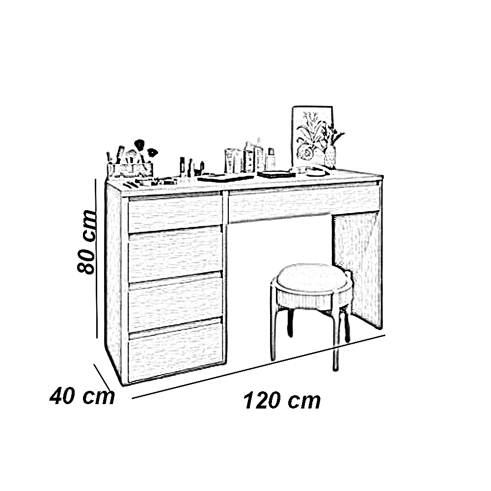 تسريحة خشب ام دي اف، 120*40*80 سم