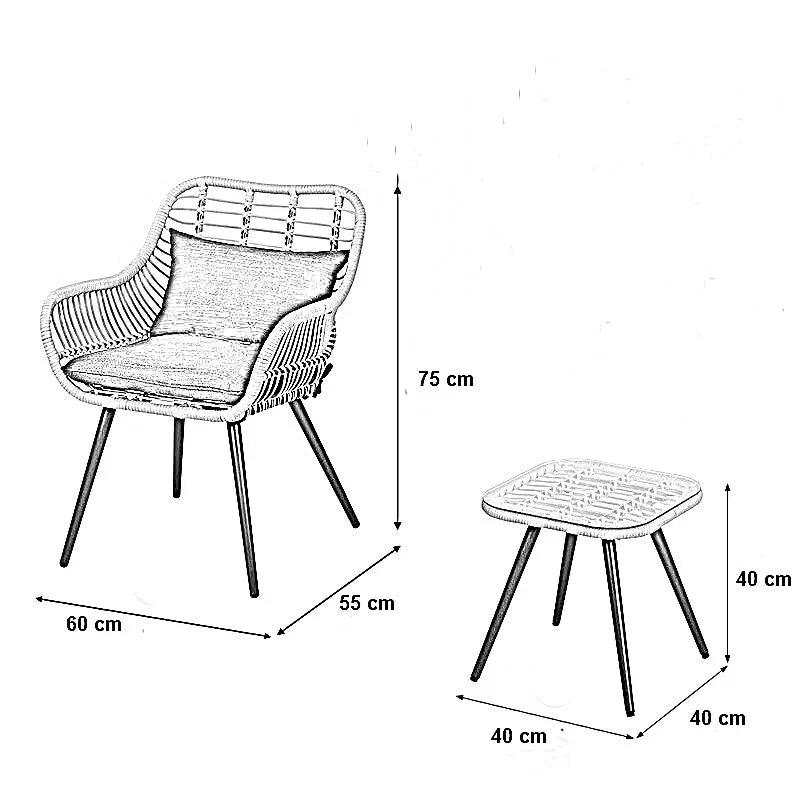 طقم خارجي ستيل و راتان، 3 قطع
