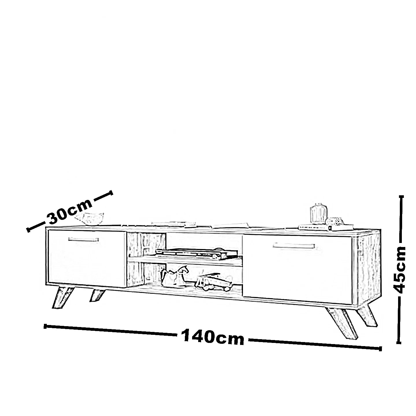 ترابيزة تليفزيون ام دي اف، 140*30*45 سم