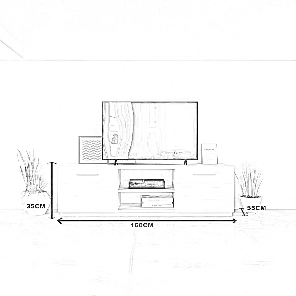 ترابيزة تليفزيون ام دي اف، 140*55*35 سم