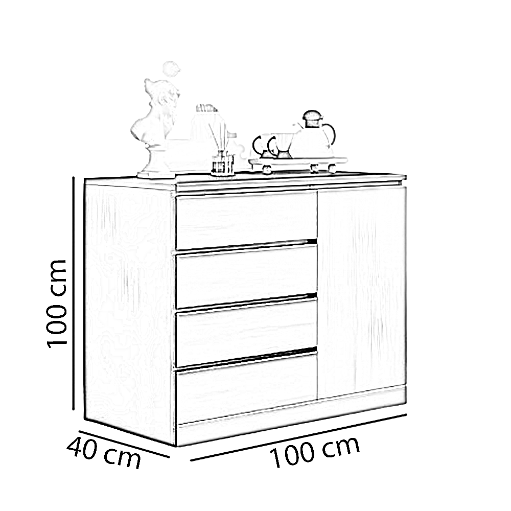 وحدة تخزين خشب ام دي اف، 100*40*100 سم