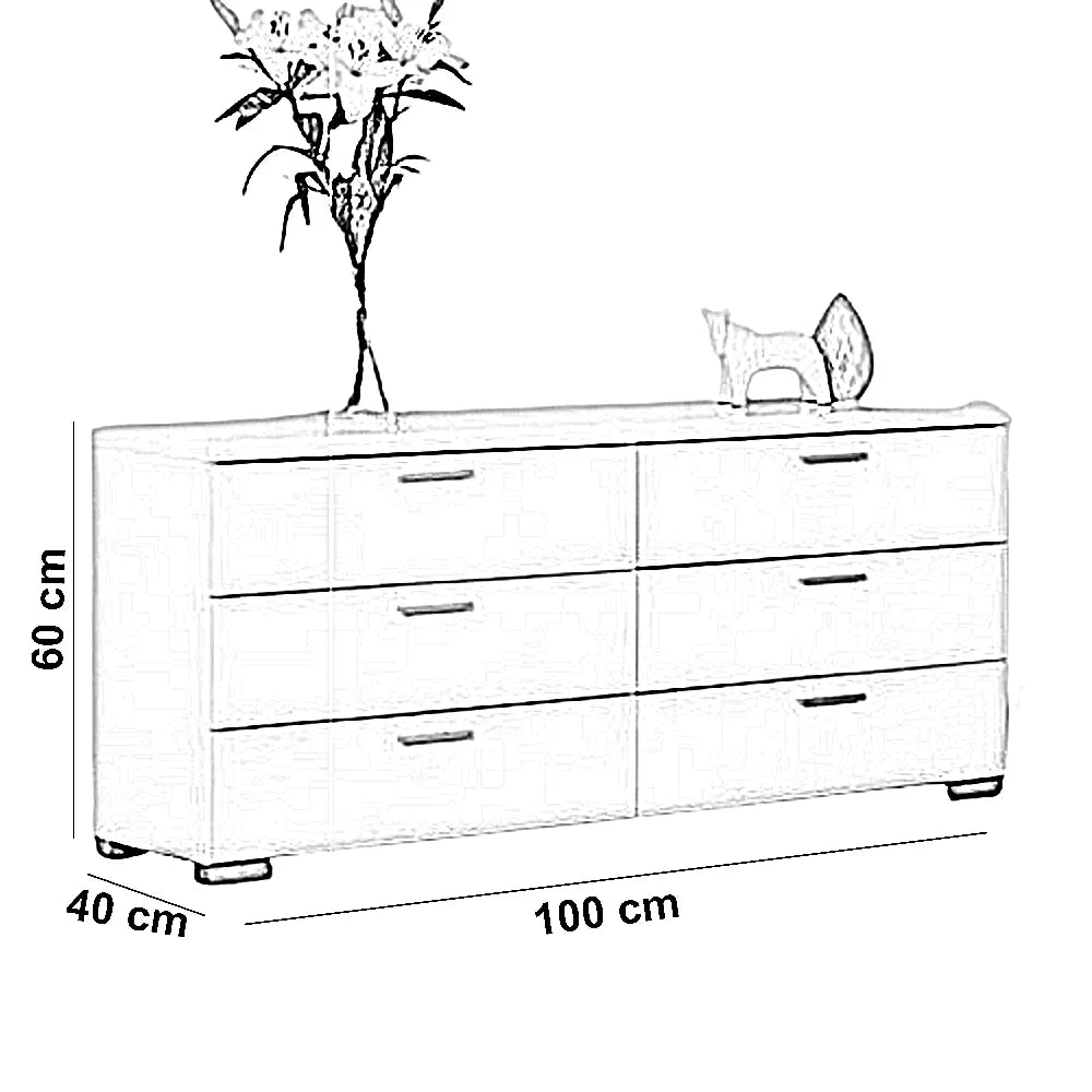 وحدة أدراج خشب ام دي اف، 100*40*60 سم