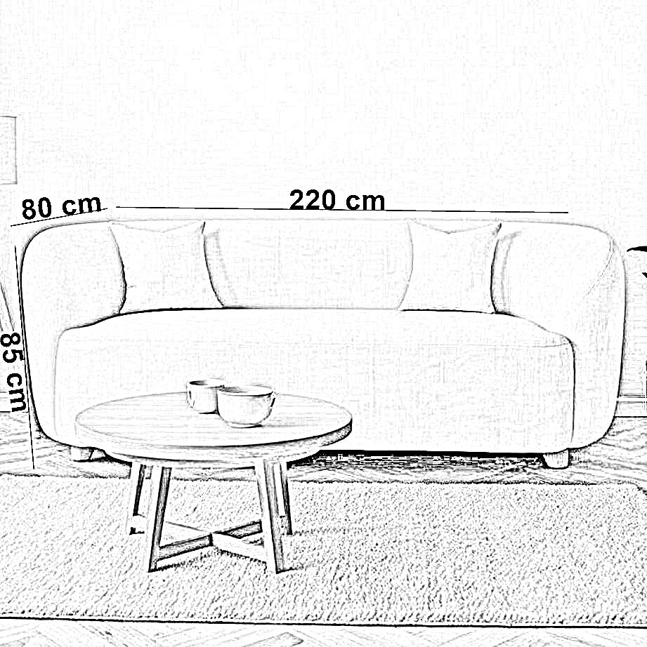 كنبة خشب زان، 220*80*85 سم