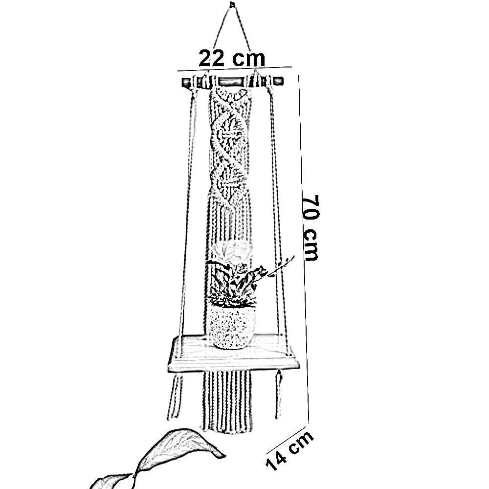 رف مكرمية قطن وموسكي، 22*14*70 سم