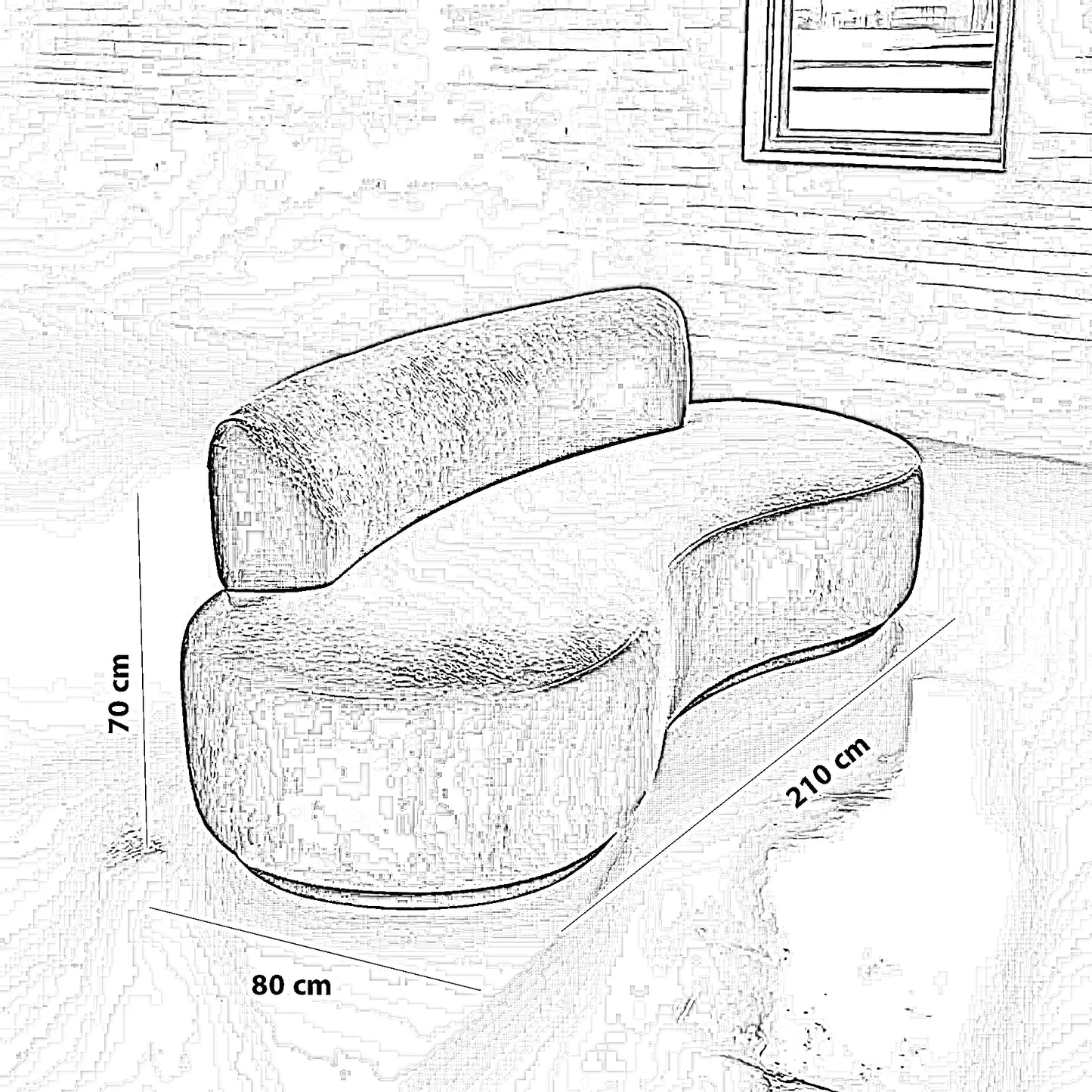 كنبة خشب طبيعي، 210*80*70 سم