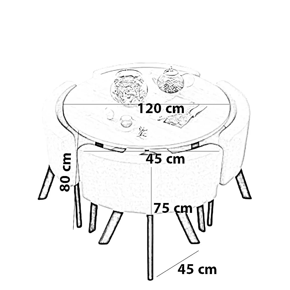طقم سفرة خشب زان و كونتر، 5 قطع