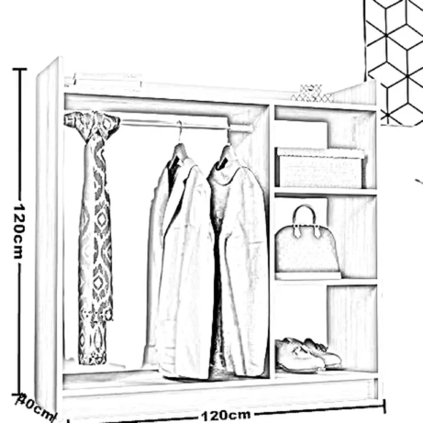 شماعة ملابس خشب ام دي اف، 120*40*120 سم
