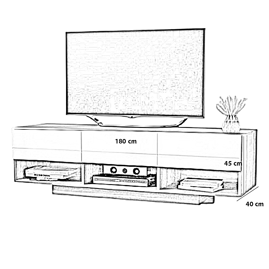 ترابيزة تليفزيون خشب ام دي اف، 180*40*45 سم