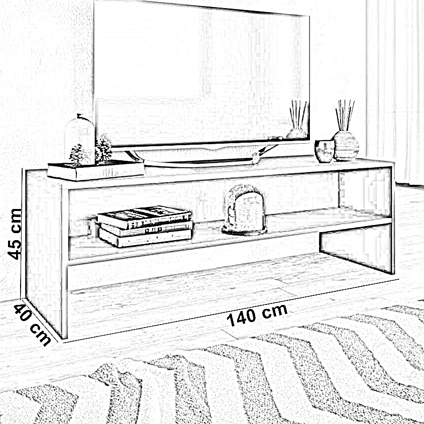ترابيزة تليفزيون خشب ام دي اف، 140*40*45 سم