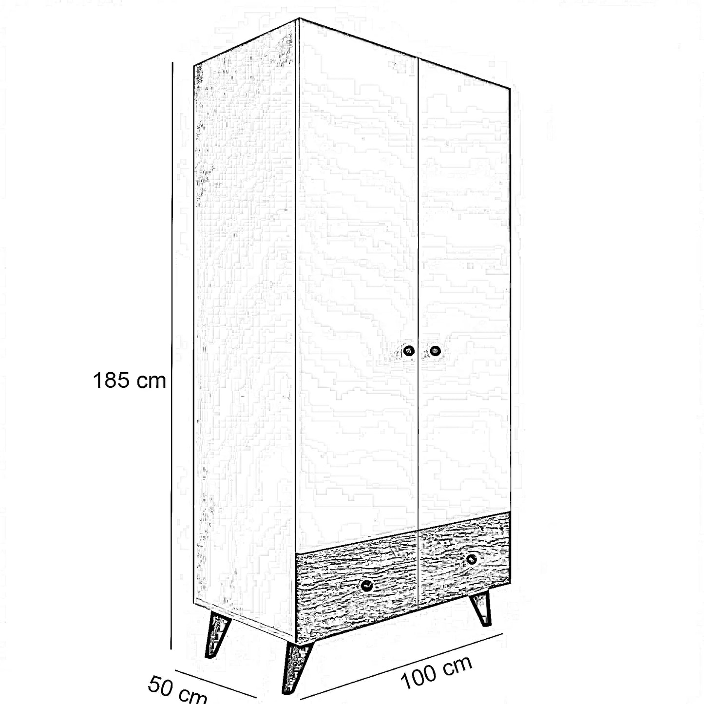 دولاب خشب ام دي اف، 100*50*185 سم