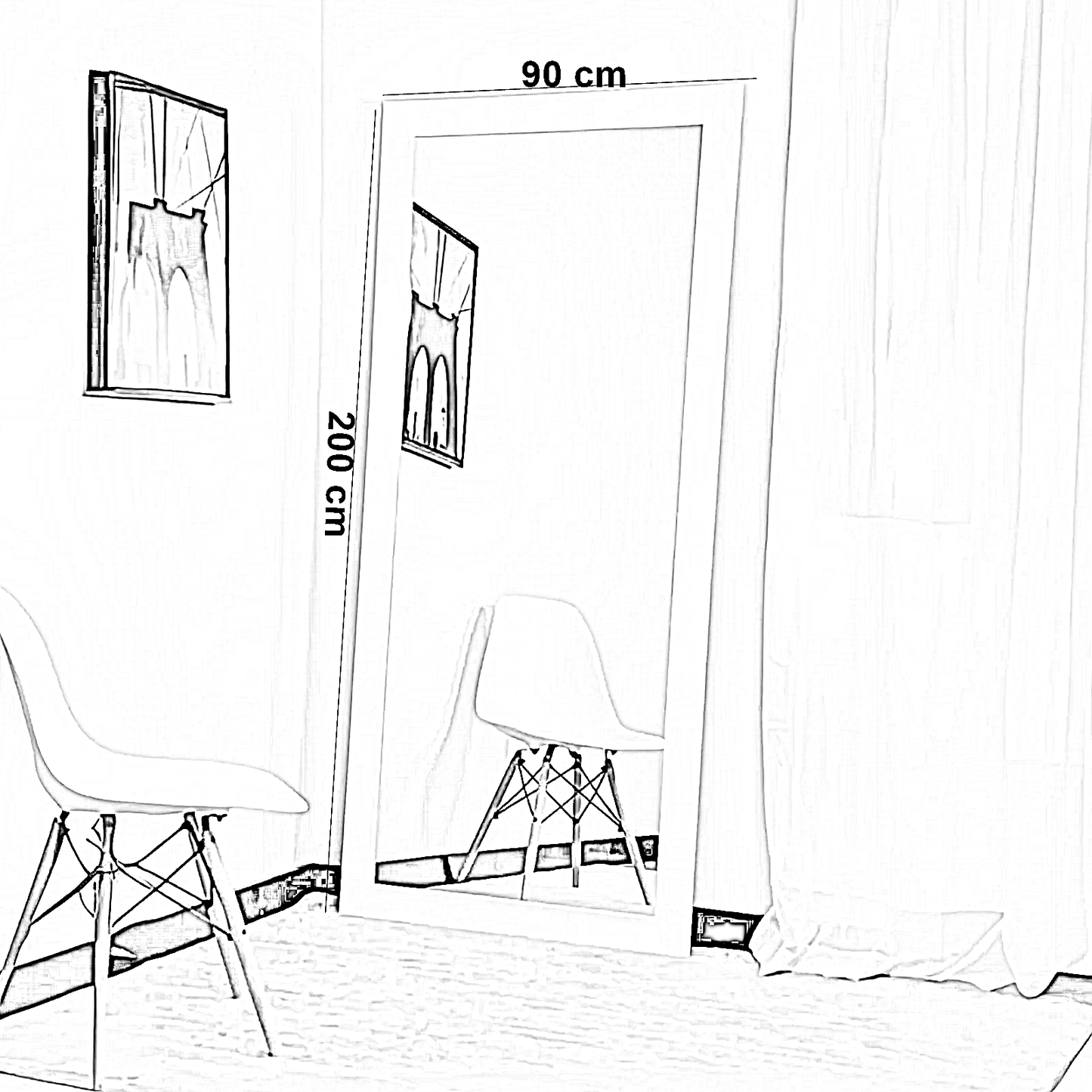 مرايا بإطار خشب، 90*200 سم