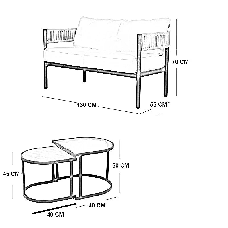 طقم خارجي ستيل و دوبار، 5 قطع