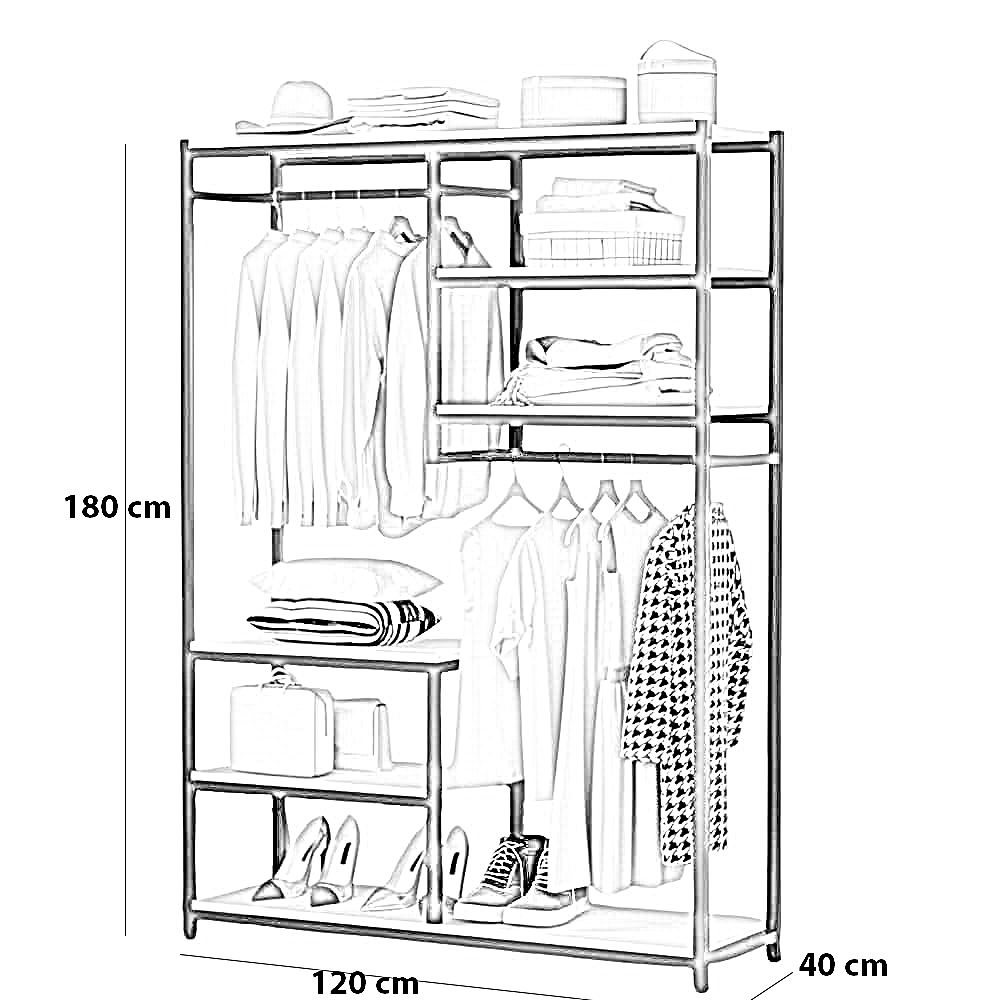 علاقه ملابس ستيل وخشب ام دي اف، 120*40*180 سم
