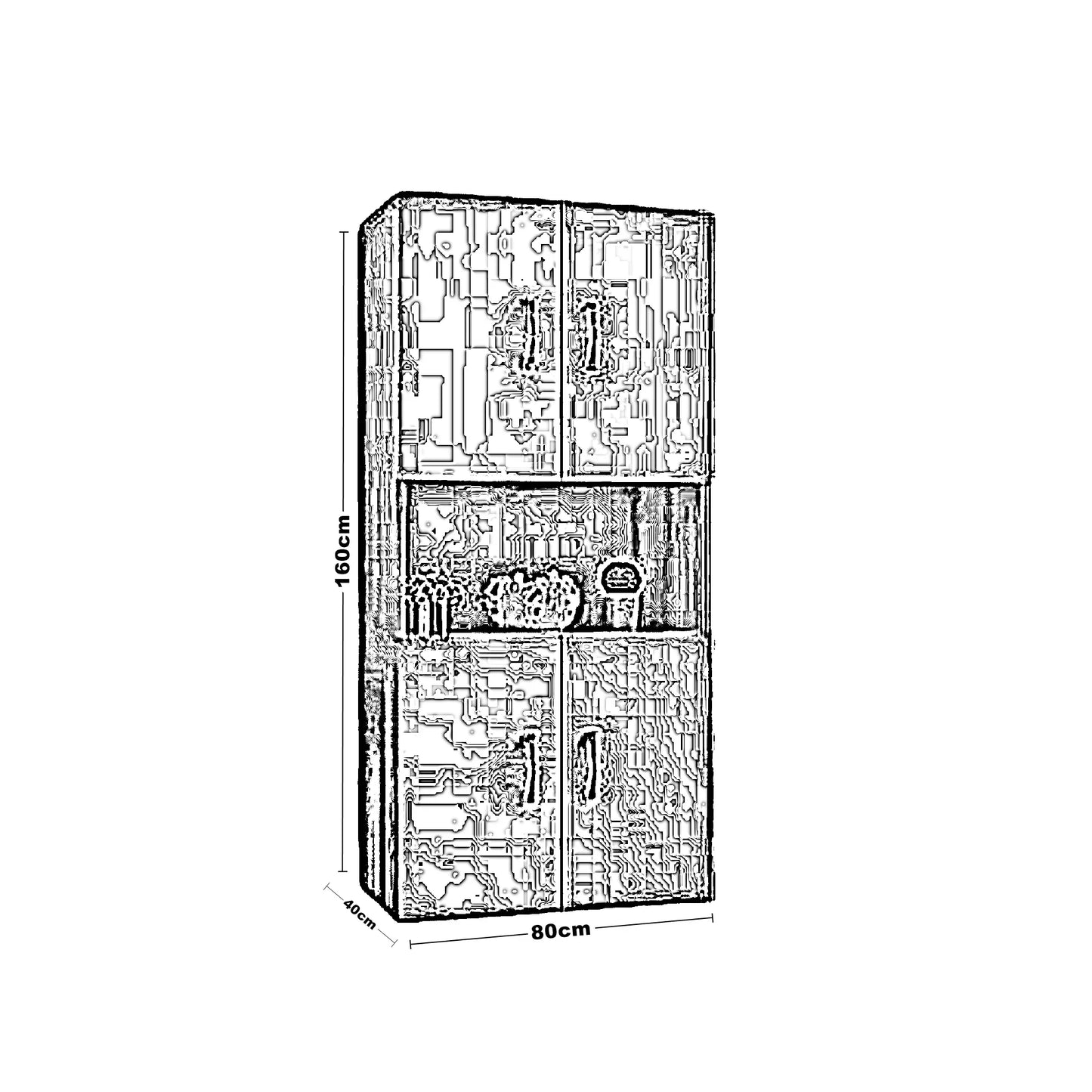 وحدة تخزين خشب ام دي اف، 80*40*160 سم