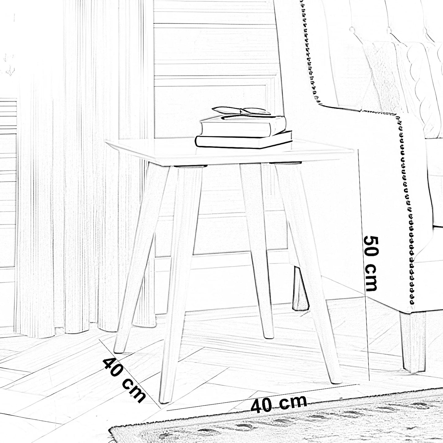 ترابيزة جانبية خشب ام دي اف وموسكي، 40*40*50 سم