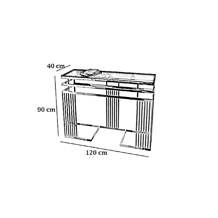 كونسول ستيل بسطح زجاج، 120*40*90 سم