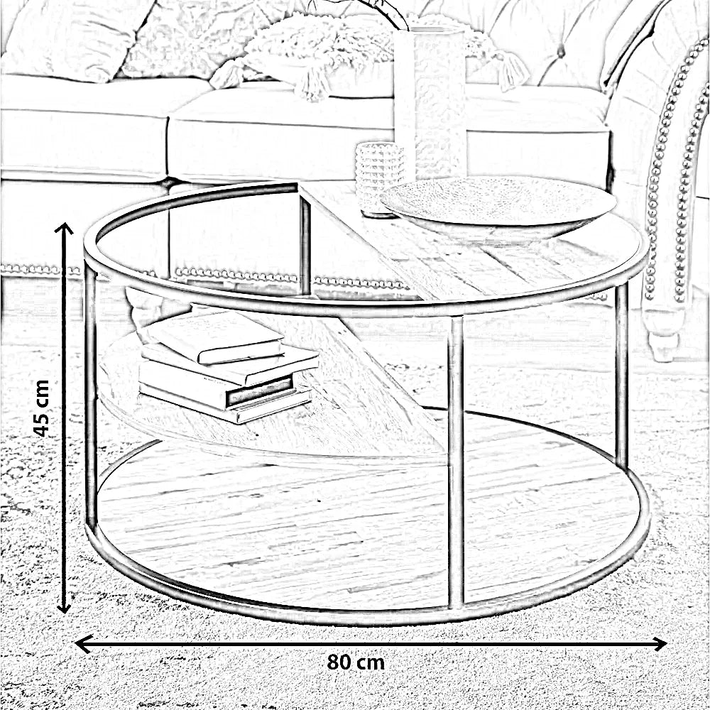 ترابيزة قهوة ستيل وام دي اف، 80*80*45 سم