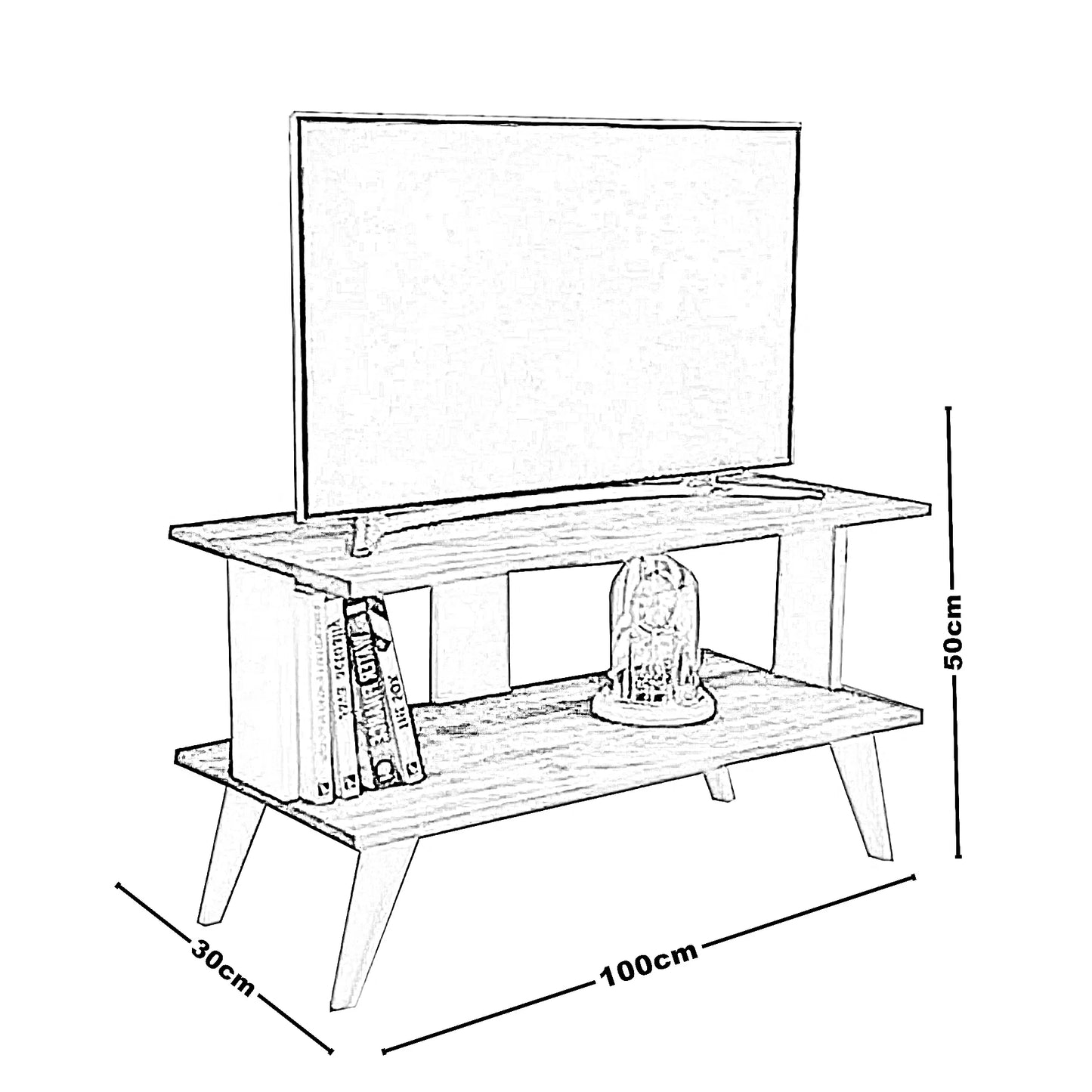 ترابيزة تليفزيون ام دي اف، 100*30*50 سم